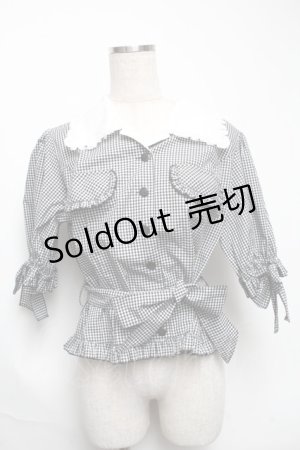 画像: Physical Drop / サマーギンガムシリーズレトロブラウス  黒ｘ白 S-25-05-22-1047-LO-BL-AS-ZS