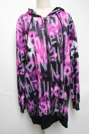 画像: NieR Clothing / 転写パーカー  黒ｘピンク S-25-05-22-1048-PU-TO-AS-ZS