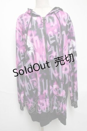 画像: NieR Clothing / 転写パーカー  黒ｘピンク S-25-05-22-1048-PU-TO-AS-ZT031