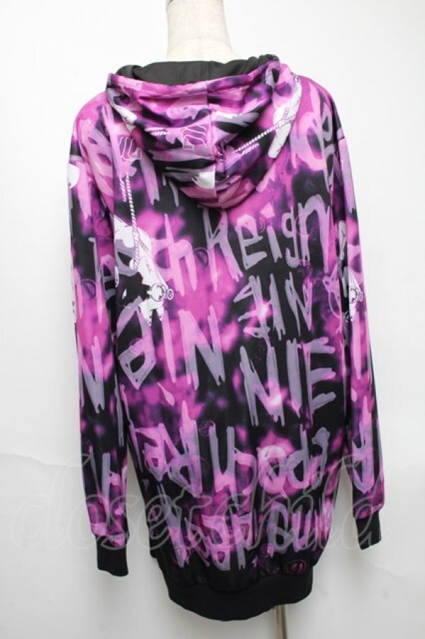画像2: NieR Clothing / 転写パーカー  黒ｘピンク S-25-05-22-1048-PU-TO-AS-ZS (2)
