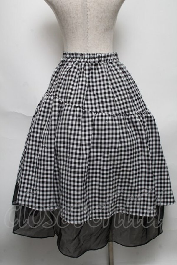 画像2: axes femme POETIQUE / ギンガムチェックイレヘムSK  黒ｘ白 S-25-05-22-1057-AX-SK-AS-ZS (2)