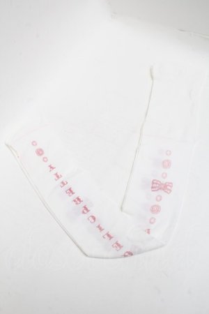 画像: Angelic Pretty / 宝石ロゴプリントタイツ  白 S-25-05-22-1005-AP-ZA-HR-ZS