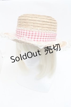 画像: Angelic Pretty / LovelyチェックストローHat  オフｘ赤 S-25-05-22-011-AP-AC-AS-ZS