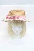 画像2: Angelic Pretty / LovelyチェックストローHat  オフｘ赤 S-25-05-22-011-AP-AC-AS-ZS (2)