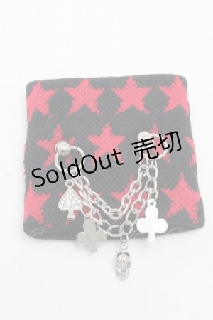 画像: PEACE NOW / 星柄チェーンリストバンド  黒ｘ赤 S-25-05-22-002-PU-ZA-HR-ZS