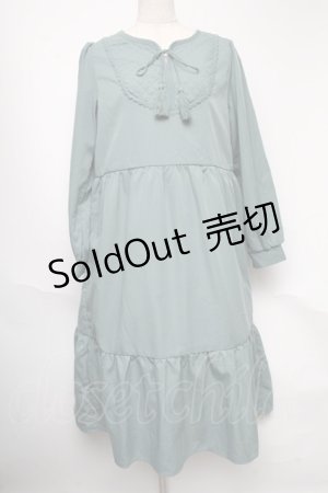 画像: axes femme / 連リボンレース切替ワンピース  グリーン S-25-05-22-021-AX-OP-HR-ZS