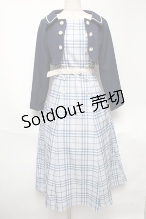 画像: an another angelus / ジャケット付きダブル釦チェックワンピース  紺 S-25-05-22-030-CA-OP-AS-ZT053