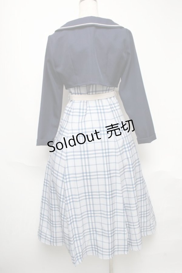 画像2: an another angelus / ジャケット付きダブル釦チェックワンピース  紺 S-25-05-22-030-CA-OP-AS-ZT053 (2)