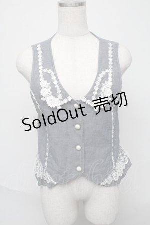 画像: axes femme / レースデザインベスト  ブルー S-25-05-23-051-AX-TO-AS-ZS