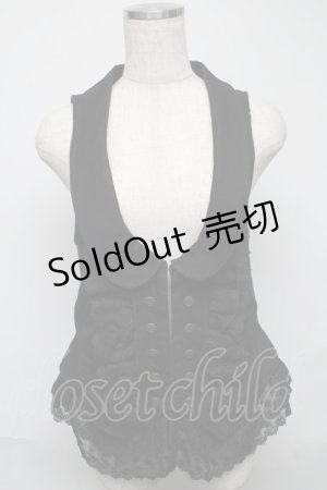画像: axes femme / ブローチ付きベスト  黒 S-25-05-23-053-AX-TO-AS-ZS