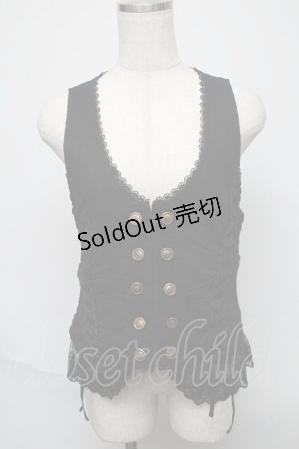 画像1: axes femme / はしごレースベスト  黒 S-25-05-23-054-AX-BL-AS-ZS (1)