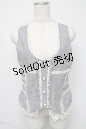 画像: axes femme / レース配色ベスト  ブルー S-25-05-23-060-AX-BL-AS-ZS