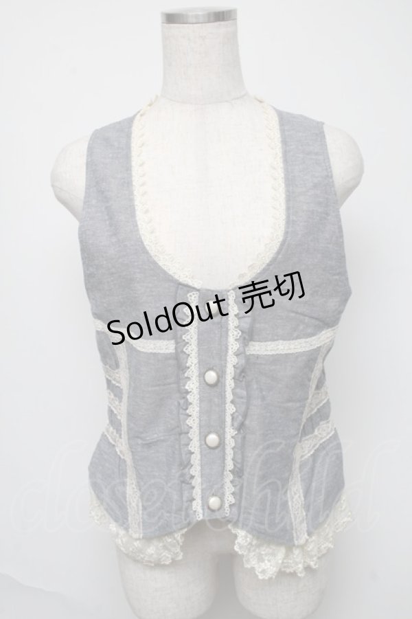 画像1: axes femme / レース配色ベスト  ブルー S-25-05-23-060-AX-BL-AS-ZS (1)
