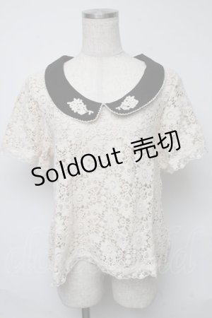画像: axes femme / 総レース衿付きトップス  オフ S-25-05-23-010-AX-BL-AS-ZS