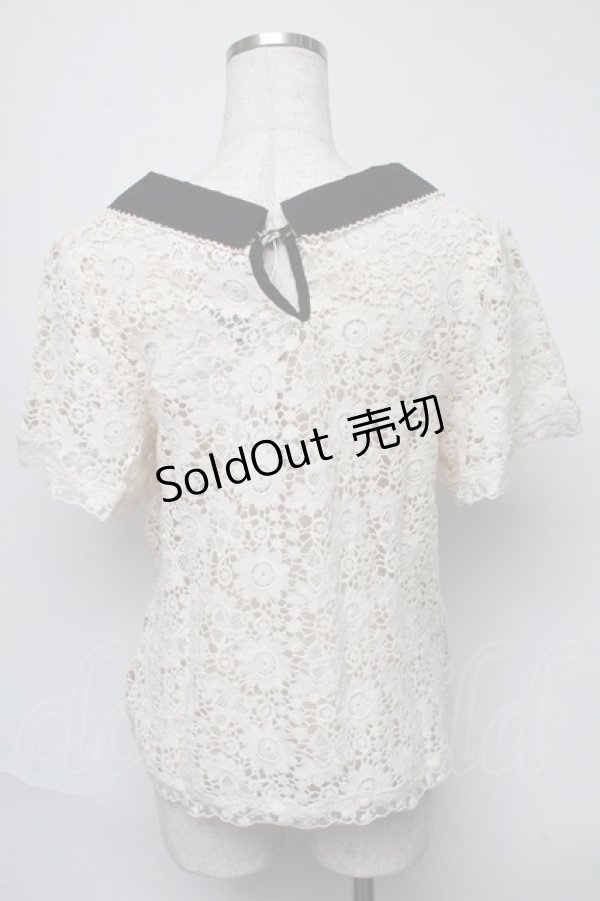 画像2: axes femme / 総レース衿付きトップス  オフ S-25-05-23-010-AX-BL-AS-ZS (2)