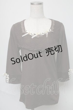 画像: axes femme / リボン付き七分袖インナープルオーバー  ブラウン S-25-05-23-012-AX-TO-AS-ZS