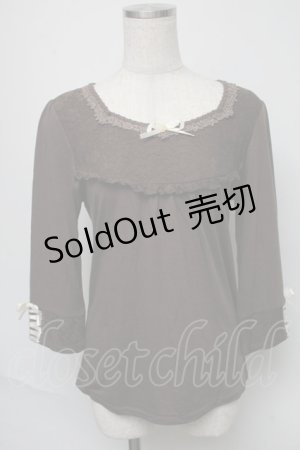 画像: axes femme / リボン付き七分袖インナープルオーバー  ブラウン S-25-05-23-013-AX-TO-AS-ZS
