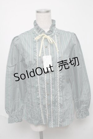 画像: axes femme / 先染めストライプブラウス  グリーン S-25-05-23-021-AX-BL-AS-ZS