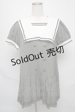 画像: Amavel / 配色セーラーワンピース  カーキ S-25-05-23-023-CA-OP-HR-ZS