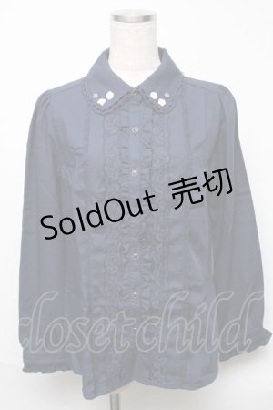 画像: axes femme / 巻きバラ付きブラウス  紺 S-25-05-23-025-AX-BL-AS-ZI
