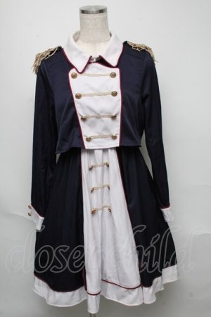 画像: Amavel / Royal Palace Fanfareミドル丈ワンピース  ネイビー S-25-05-23-029-CA-OP-HR-ZS