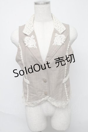 画像: axes femme / 花刺繍3Bベスト  カーキ S-25-05-23-044-AX-TO-AS-ZS