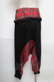 画像2: Drug Honey / チェック切替サルエルパンツ  赤ｘ黒 S-25-05-24-055-PU-PA-AS-ZS (2)