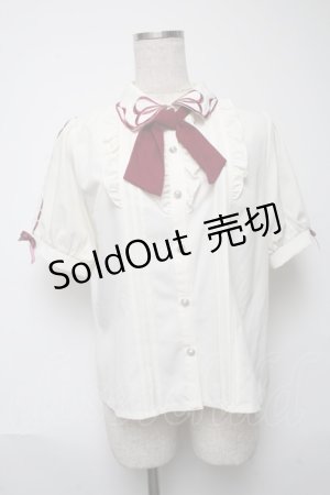 画像: axes femme POETIQUE / カラーリボン刺 半袖ブラウス  キナリ S-25-05-24-012-AX-BL-HR-ZS