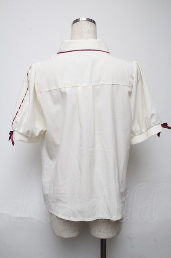 画像2: axes femme POETIQUE / カラーリボン刺 半袖ブラウス  キナリ S-25-05-24-012-AX-BL-HR-ZS (2)