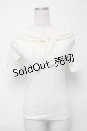 画像: Fi.n.t / レーススカーフ衿テレコT  キナリ S-25-05-24-013-CA-TO-HR-ZS