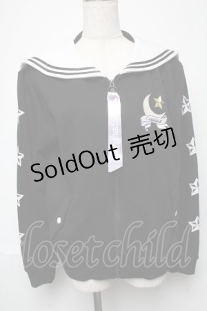 画像: LISTEN FLAVOR / 刺繍セーラー襟パーカー  黒 S-25-05-24-029-PU-TO-HR-ZS