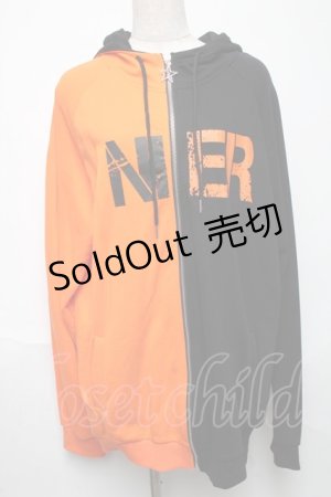 画像: NieR Clothing / バイカラーパーカー  黒ｘオレンジ S-25-05-24-041-PU-TO-AS-ZS