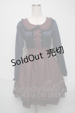 画像: axes femme NOSTALGIE / チェック切替ワンピース  赤ｘ紺 S-25-05-25-047-AX-OP-HR-ZS