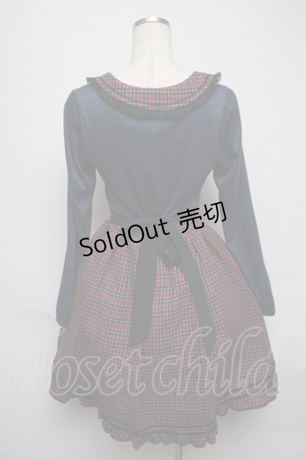 画像2: axes femme NOSTALGIE / チェック切替ワンピース  赤ｘ紺 S-25-05-25-047-AX-OP-HR-ZS (2)