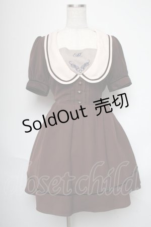 画像: Amavel / セーラーデザインワンピース  ブラウン S-25-05-28-057-CA-OP-AS-ZS