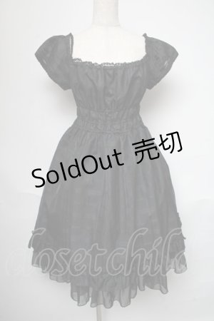 画像: ATELIER PIERROT / シャーリングパフスリーブワンピース  黒 S-25-05-28-060-EL-OP-HR-ZS