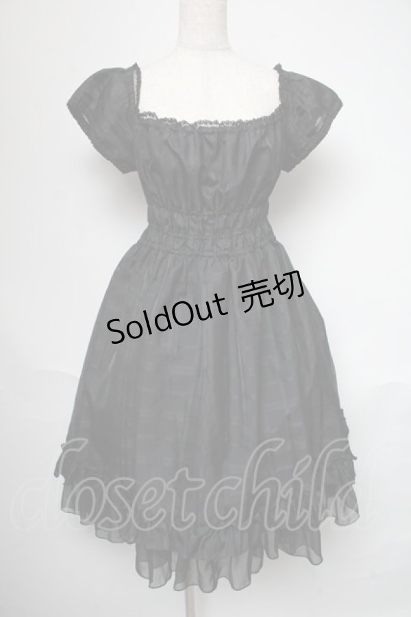 画像1: ATELIER PIERROT / シャーリングパフスリーブワンピース  黒 S-25-05-28-060-EL-OP-HR-ZS (1)