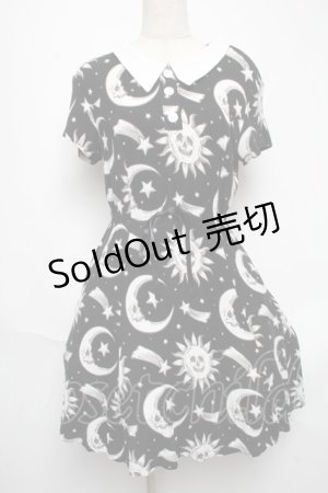 画像: KILL STAR / 太陽×月ワンピース  黒 S-25-05-28-063-SL-OP-HR-ZS