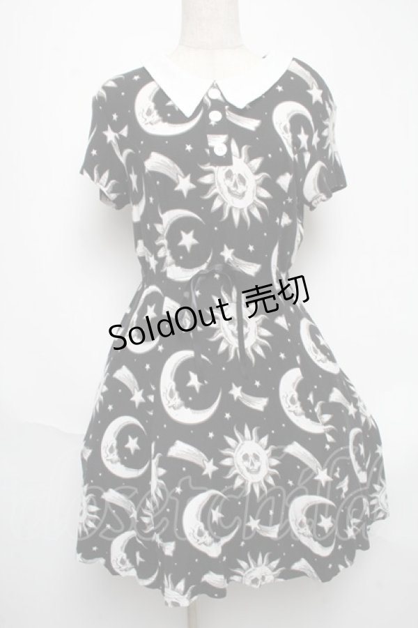 画像1: KILL STAR / 太陽×月ワンピース  黒 S-25-05-28-063-SL-OP-HR-ZS (1)