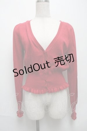 画像: Ank Rouge / フリルニットカーディガン  赤 S-25-05-28-030-CA-TO-HR-ZT020
