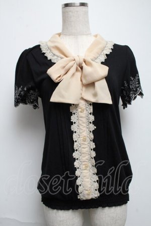 画像: axes femme POETIQUE / バラ刺繍カットプルオーバー  黒 S-25-05-28-037-AX-TO-HR-ZS
