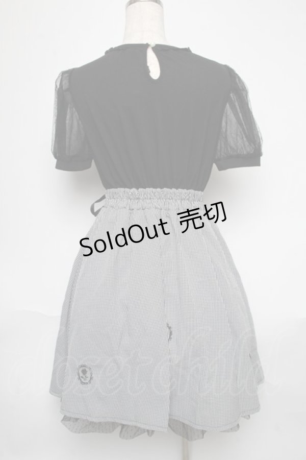 画像2: axes femme POETIQUE / ローズフレームドッキングワンピース  黒ｘ白 S-25-05-29-046-AX-OP-AS-ZS (2)