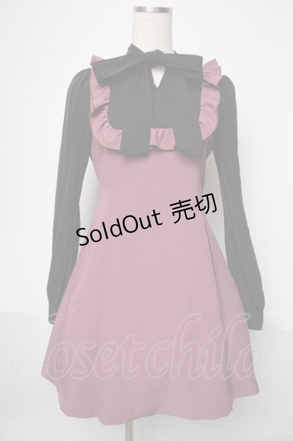 画像1: 【SALE】EATME / ボウタイレイヤードワンピース  ワイン S-25-05-29-047-LO-OP-AS-ZT032 (1)