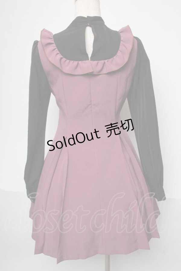 画像2: 【SALE】EATME / ボウタイレイヤードワンピース  ワイン S-25-05-29-047-LO-OP-AS-ZT032 (2)