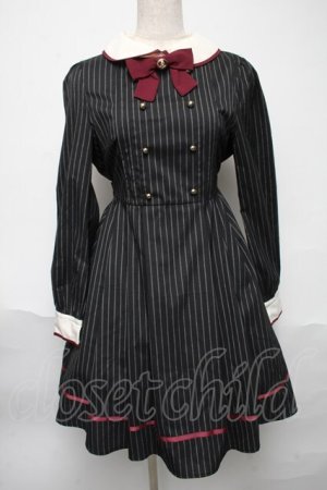 画像: Amavel / ストライプワンピース  黒 S-25-05-29-048-CA-OP-HR-ZS