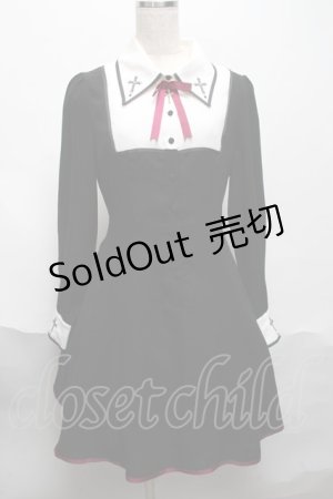 画像: Amavel / クロス刺繍ヨーク配色ワンピース  黒 S-25-05-29-049-CA-OP-HR-ZS