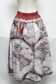 画像2: axes femme NOSTALGIE / ヴィンテージマップ柄 スカート  ワイン S-25-05-29-059-AX-SK-AS-ZS (2)