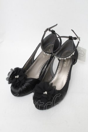 画像: axes femme / お花コサージュPTパンプス M 黒 S-25-05-31-010-AX-SH-AS-ZS
