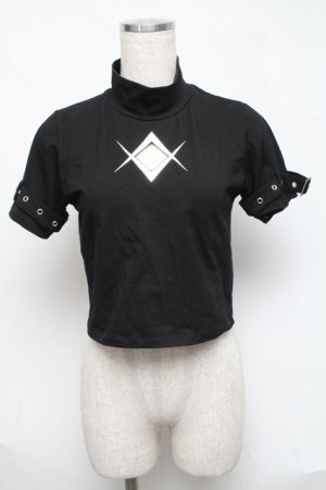 画像: REFLEM / メタリックロゴハイネッククロップドTシャツ  黒 S-25-05-31-033-PU-TO-AS-ZS