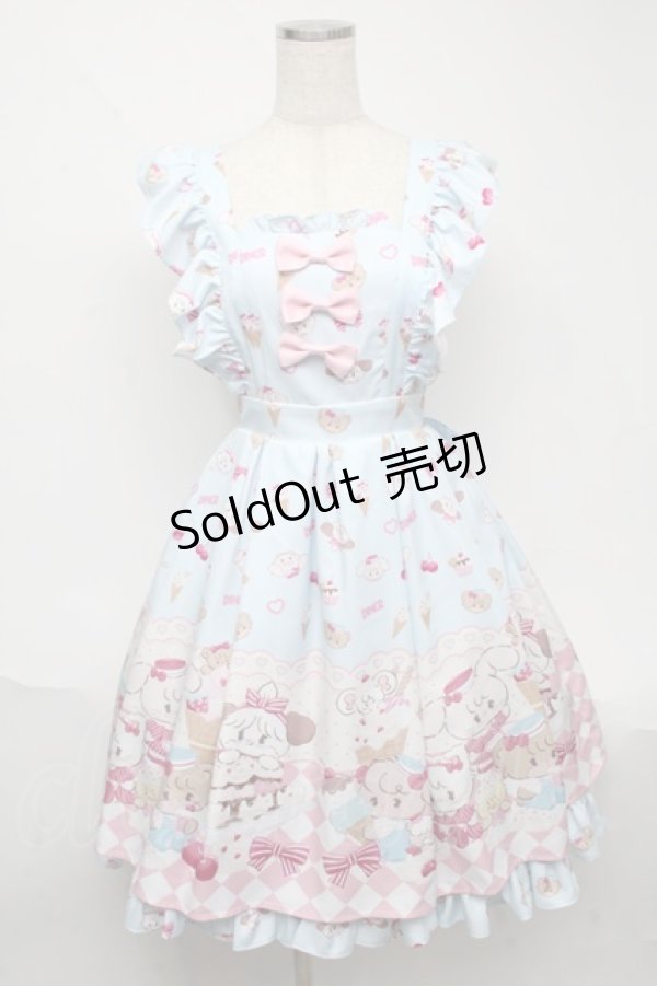 画像1: axes femme kawaii / ダイナーカフェジャンパースカート  サックス S-25-05-31-043-AX-OP-HR-ZS (1)